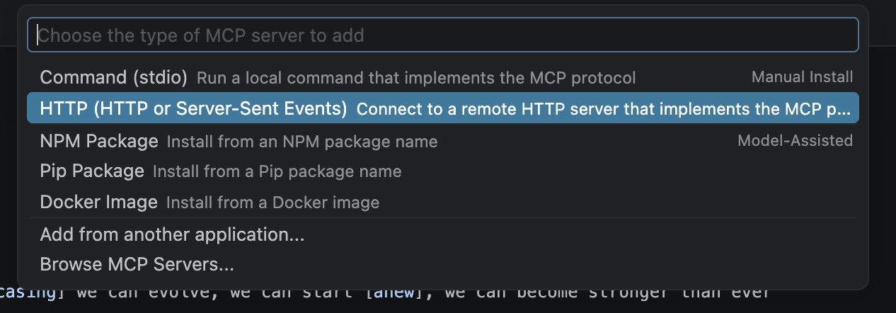 HTTP selected as the MCP server type