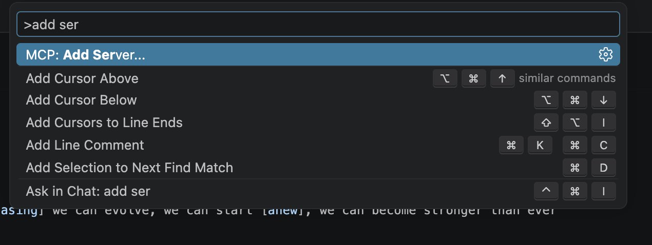 MCP: Add Server in the Command Palette