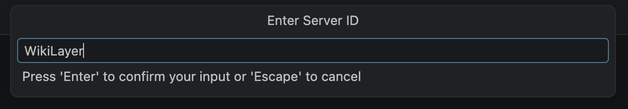 WikiLayer entered as the Server ID